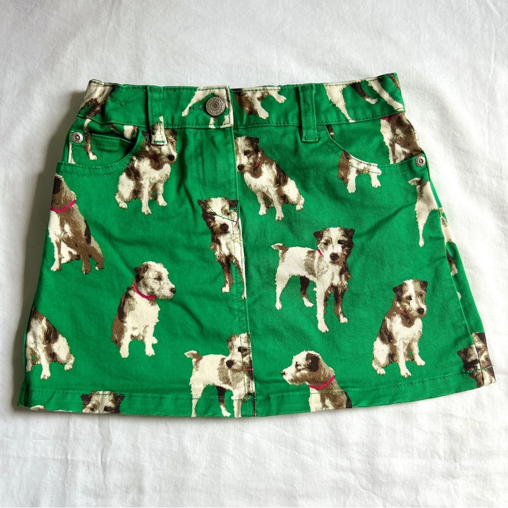 Mini Boden Green Dog Print Mini Skirt 🐶